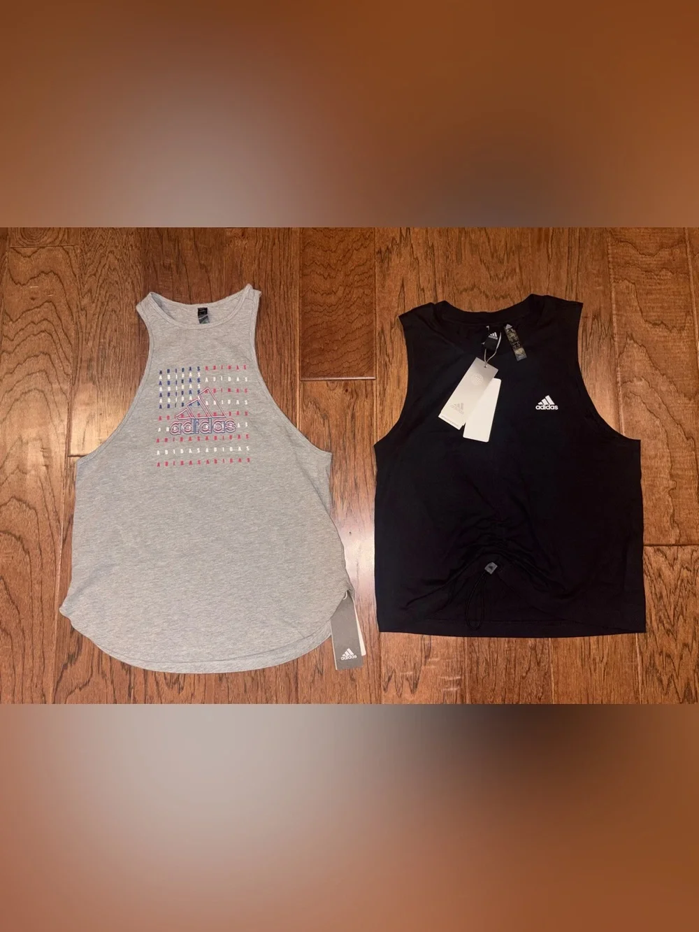 Lot of 2 Adidas Tank Top Muscle Tank Top NWT Size Small Black Gray